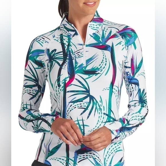 Puma Floral Paradise 1/4 Zip Sweatshirt Golf Athleisure Tennis Size Medium NWT - Picture 1 of 11